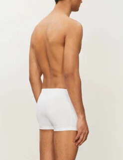 HANRO Basic Slim-fit Cotton-blend Trunks -Gentlemen Style Shop 102 1000262 3086 WHITE ALT01