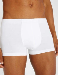 HANRO Basic Slim-fit Cotton-blend Trunks -Gentlemen Style Shop 102 1000262 3086 WHITE ALT03