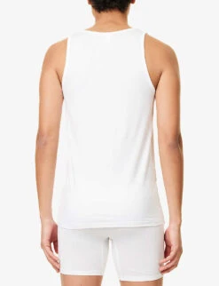 HANRO Cotton Superior Cotton-blend Vest Top -Gentlemen Style Shop 102 1000262 3087 WHITE ALT02