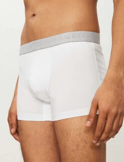 HANRO Pack Of Two Cotton Essentials Stretch-cotton Trunks 10 HANRO Pack Of Two Cotton Essentials Stretch-cotton Trunks -Gentlemen Style Shop 102 1000262 73078 WHITEGREY ALT03