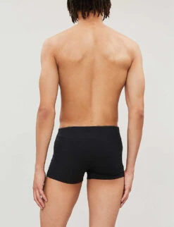 HANRO Elasticated Slim-fit Stretch-cotton Trunks -Gentlemen Style Shop 102 1000262 73086 BLACK ALT02