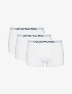 Emporio Armani Slim-fit Stretch-cotton Trunks Pack Of Three
