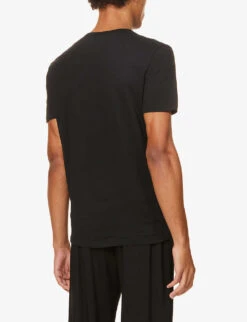 Emporio Armani Pack Of Two V-neck Cotton-jersey T-shirts -Gentlemen Style Shop 102 3002168 CC72211164807320 BLACK ALT03