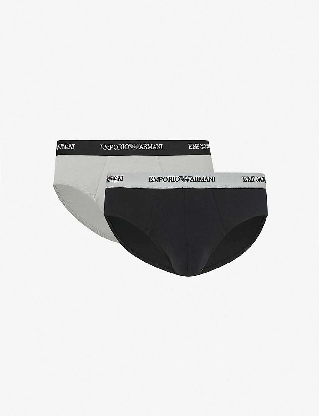 Emporio Armani Pack Of Two Slim-fit Stretch-cotton Briefs 3 Emporio Armani Pack Of Two Slim-fit Stretch-cotton Briefs