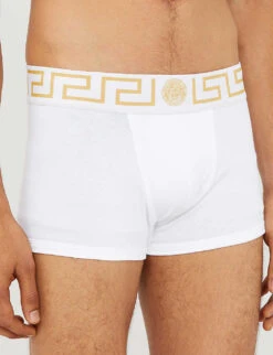Versace Iconic Stretch-cotton Trunks -Gentlemen Style Shop 102 3006349 AU10026AC00059 WHITEGOLD ALT03