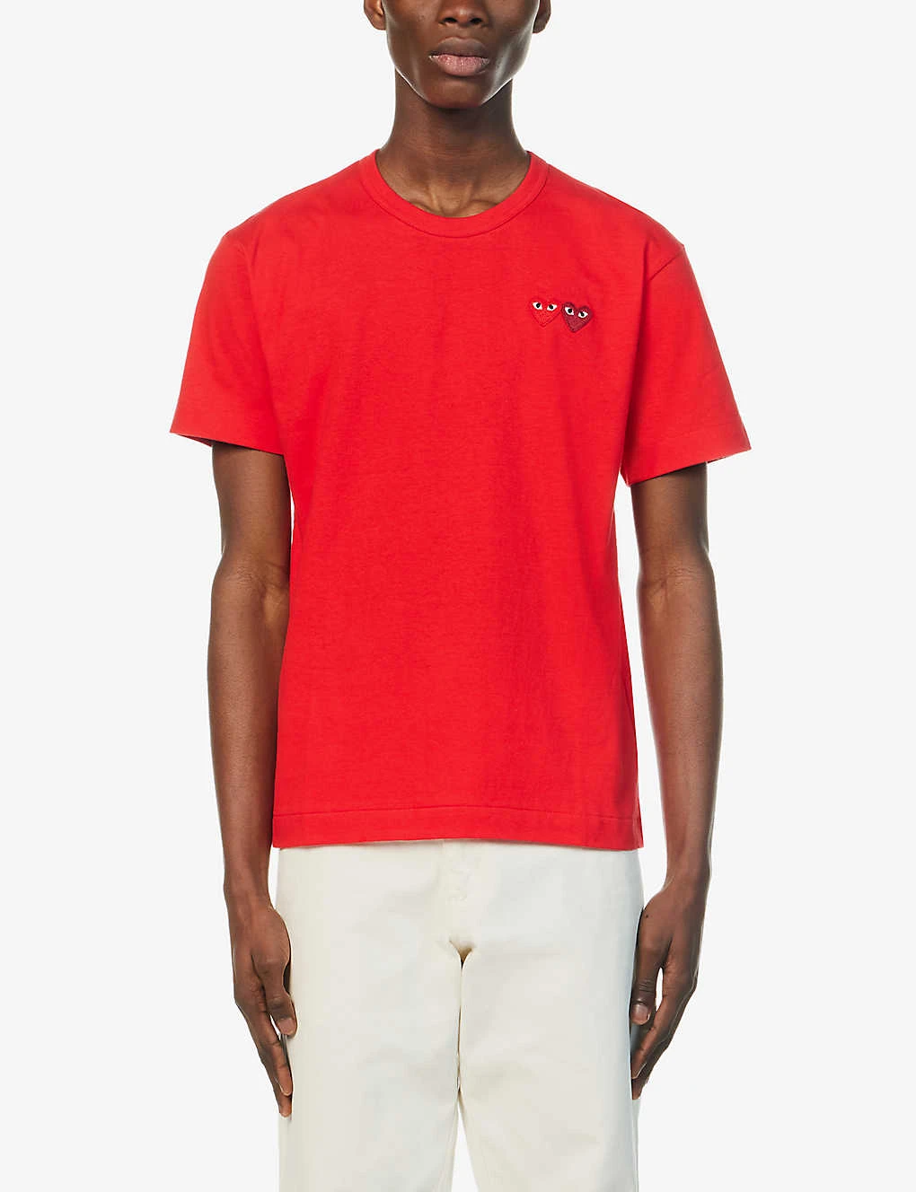 Comme Des Garçons Play Double Small Heart-appliquéd Cotton-jersey T-shirt 6 Comme Des Garçons Play Double Small Heart-appliquéd Cotton-jersey T-shirt - Image 4