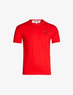 Comme Des Garçons Play Double Small Heart-appliquéd Cotton-jersey T-shirt