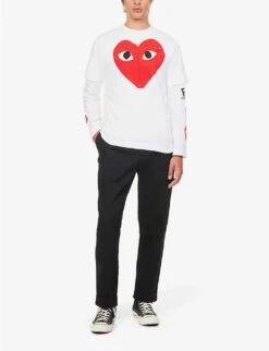 Comme Des Garçons Play Heart Logo Cotton-jersey T-shirt -Gentlemen Style Shop 148 3002209 P1T026 WHITE ALT01