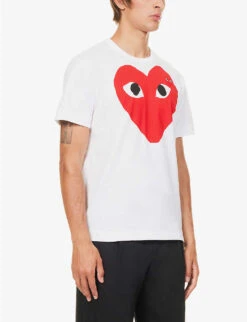 Comme Des Garçons Play Heart Logo Cotton-jersey T-shirt -Gentlemen Style Shop 148 3002209 P1T026 WHITE ALT02