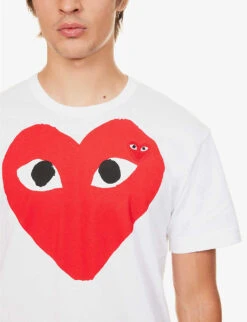 Comme Des Garçons Play Heart Logo Cotton-jersey T-shirt -Gentlemen Style Shop 148 3002209 P1T026 WHITE ALT04