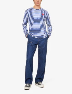 Comme Des Garçons Play Striped Cotton-jersey Top 11 Comme Des Garçons Play Striped Cotton-jersey Top -Gentlemen Style Shop 343 2000022 P1T164 NAVY ALT01