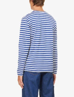 Comme Des Garçons Play Striped Cotton-jersey Top 13 Comme Des Garçons Play Striped Cotton-jersey Top -Gentlemen Style Shop 343 2000022 P1T164 NAVY ALT03