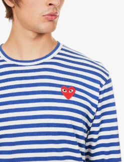 Comme Des Garçons Play Striped Cotton-jersey Top 14 Comme Des Garçons Play Striped Cotton-jersey Top -Gentlemen Style Shop 343 2000022 P1T164 NAVY ALT04