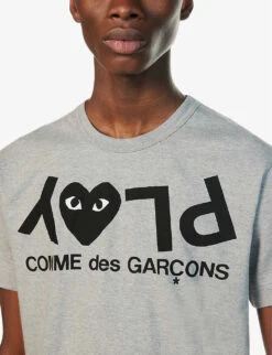 Comme Des Garçons Play Heart-embroidered Cotton-jersey T-shirt 14 Comme Des Garçons Play Heart-embroidered Cotton-jersey T-shirt -Gentlemen Style Shop 343 2000022 P1T226 GREY ALT04