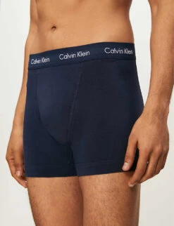 Calvin Klein Pack Of Three Modern Essentials Classic-fit Stretch-cotton Trunks -Gentlemen Style Shop 431 3003262 U2662G BLUEBLACKCOBALT ALT03