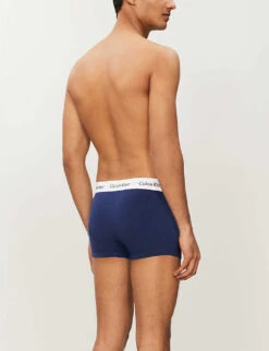 Calvin Klein Cotton Stretch Pack Of Three Low-rise Stretch-cotton Trunks -Gentlemen Style Shop 431 3003262 U2664GI03 NAVYWHITERED ALT02