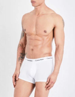 Calvin Klein Cotton Stretch Pack Of Three Low-rise Stretch-cotton Trunks -Gentlemen Style Shop 431 3003262 U2664GI03 NAVYWHITERED ALT04