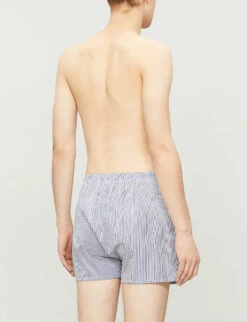Sunspel Pinstripe Relaxed-fit Cotton Boxer Shorts -Gentlemen Style Shop R00053493 WHITENAVY ALT01