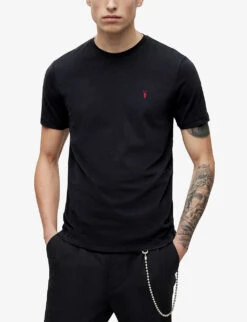 AllSaints Brace Cotton-jersey T-shirt -Gentlemen Style Shop R00089572 WASHEDBLACK ALT02