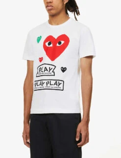 Comme Des Garçons Play Hearts & Play Logo-print Cotton-jersey T-shirt 9 Comme Des Garçons Play Hearts & Play Logo-print Cotton-jersey T-shirt -Gentlemen Style Shop R03717048 WHITE ALT02