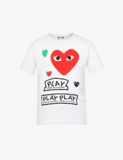 Comme Des Garçons Play Hearts & Play Logo-print Cotton-jersey T-shirt