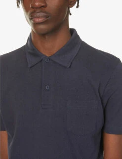 Sunspel Riviera Cotton-piqué Polo Shirt -Gentlemen Style Shop R03756503 NAVY ALT04