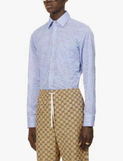 Gucci Checked Tailored Cotton Shirt -Gentlemen Style Shop R03765544 AZUREREDMCMIX ALT02