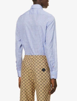 Gucci Checked Tailored Cotton Shirt -Gentlemen Style Shop R03765544 AZUREREDMCMIX ALT03