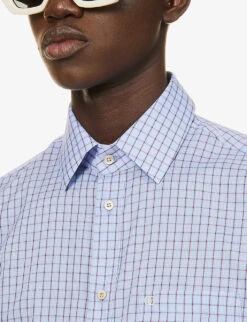 Gucci Checked Tailored Cotton Shirt -Gentlemen Style Shop R03765544 AZUREREDMCMIX ALT04