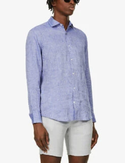 Antonio Regular-fit Cutaway-collar Linen Shirt 9 Antonio Regular-fit Cutaway-collar Linen Shirt -Gentlemen Style Shop R03766976 MELANGEBLUE ALT02