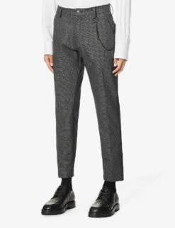 Hugo Chain-embellished Tapered Gabardine Trousers 9 Hugo Chain-embellished Tapered Gabardine Trousers -Gentlemen Style Shop R03788521 CHARCOAL ALT02