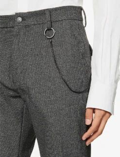 Hugo Chain-embellished Tapered Gabardine Trousers 11 Hugo Chain-embellished Tapered Gabardine Trousers -Gentlemen Style Shop R03788521 CHARCOAL ALT04