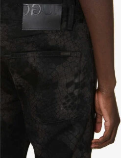 Hugo Snakeskin-print Stretch-denim Jeans -Gentlemen Style Shop R03788664 BLACK ALT04