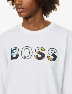 Boss Logo-print Cotton-jersey T-shirt -Gentlemen Style Shop R03788675 WHITE ALT04