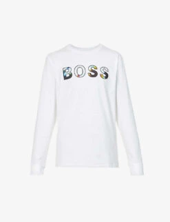 Boss Logo-print Cotton-jersey T-shirt
