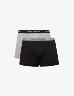 Emporio Armani Pack Of Two Logo-embellished Stretch-cotton Boxers