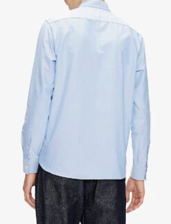 Ted Baker Caplet Floral-embroidered Cotton-blend Oxford Shirt -Gentlemen Style Shop R03812759 BLUE ALT03