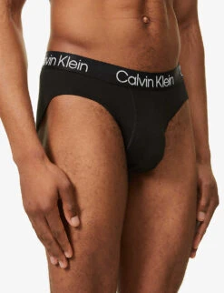 Calvin Klein Branded-waistband Pack Of Three Stretch-cotton Briefs 9 Calvin Klein Branded-waistband Pack Of Three Stretch-cotton Briefs -Gentlemen Style Shop R03813819 BLACK ALT03