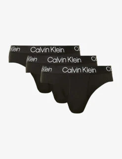 Calvin Klein Branded-waistband Pack Of Three Stretch-cotton Briefs