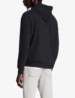 AllSaints Brace Logo-embroidered Cotton Hoody -Gentlemen Style Shop R03824516 JETBLACK ALT03