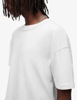 AllSaints Isac Oversized Crewneck Cotton T-shirt -Gentlemen Style Shop R03848395 OPTICWHITE ALT04