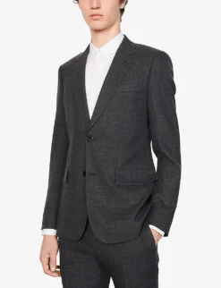 Sandro Legacy Single-breasted Wool Blazer -Gentlemen Style Shop R03851777 NOIRGRIS ALT02