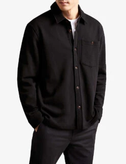 Ted Baker Bromlee Cotton-jersey Overshirt -Gentlemen Style Shop R03857801 BLACK ALT02