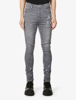 Ripped Slim-fit Skinny Stretch-denim Jeans -Gentlemen Style Shop R03857863 GREY ALT02