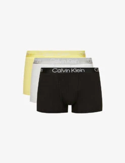 Calvin Klein Pack Of Three Logo-print Mid-rise Cotton And Recycled-polyester-blend