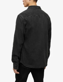 AllSaints Gleason Logo-embroidered Denim Shirt -Gentlemen Style Shop R03902326 WASHEDBLACK ALT03
