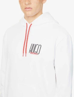 Hugo Logo-print Cotton-jersey Hoody -Gentlemen Style Shop R03920173 WHITE ALT04