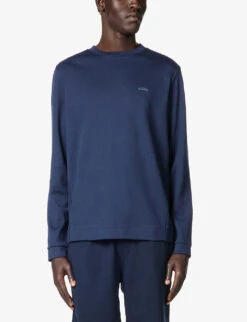 Boss Athleisure Logo-embroidered Cotton-jersey Sweatshirt -Gentlemen Style Shop R03921210 NAVY ALT02