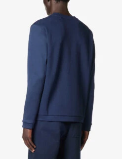 Boss Athleisure Logo-embroidered Cotton-jersey Sweatshirt -Gentlemen Style Shop R03921210 NAVY ALT03