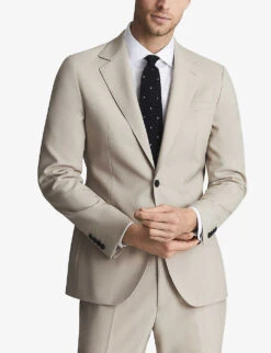 Reiss Single-breasted Notch-lapel Wool Blazer -Gentlemen Style Shop R03924662 STONE ALT02